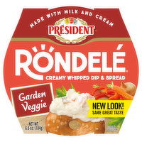 President Rondele Dip & Spread, Garden Veggie, Creamy Whipped, 6.5 Ounce