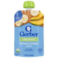 Gerber Organic Puree, Banana Mango, Sitter 2nd Foods, 3.5 Ounce