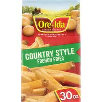 Ore-Ida Country Style French Fries Seasoned Frozen Potatoes with Skins, 30 Ounce