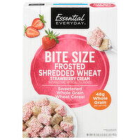 Essential Everyday Cereal, Strawberry Cream, Frosted Shredded Wheat, Bite Size, 16.3 Ounce