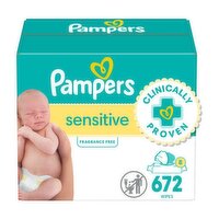 Pampers Sensitive Baby Wipes Sensitive Perfume Free 3X Pop-Top Packs 672 Count, 672 Each