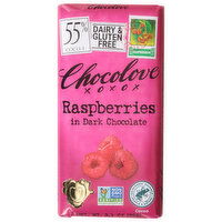 Chocolove Dark Chocolate, Raspberries, 55% Cocoa, 3.1 Ounce