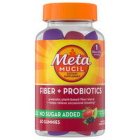 Metamucil Fiber + Probiotics, No Sugar Added, Gummies, Strawberry Kiwi & Blackberry Flavored, 60 Each