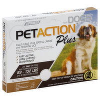 PetAction Plus Flea, Tick & Lice Treatment, for Dogs, 89-132 Lbs, 3 Each