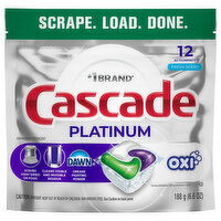 Cascade Platinum Dishwasher Detergent, Fresh Scent, Actionpacs, 12 Each