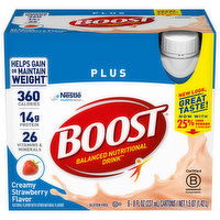 Boost Plus Nutritional Drink, Balanced, Creamy Strawberry Flavor, 6 Each