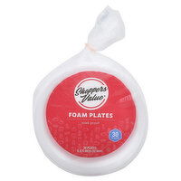 Shoppers Value Foam Plates, 8.875 Inches, 30 Each