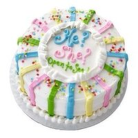 Cub "He? She? Open to See!" Gender Reveal 8" Double Layer Round Cake, 1 Each