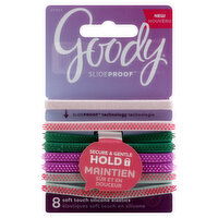 Goody SlideProof Elastics, Silicone, Soft Touch, 8 Each