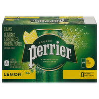 Perrier Carbonated Mineral Water, Lemon Flavored, 8 Each