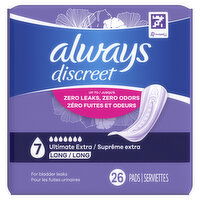 Always Discreet Discreet Pads, Ultimate Extra Protect Absorbency, Long Length, 26 Each