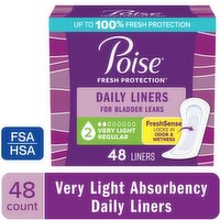 Poise Fresh Protection Regular Very Light Daily Liners, 48 Each