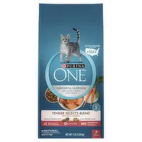 Purina One Cat Food, Adult, Natural, Tender Selects Blend with Real Salmon, 7 Pound