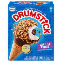 Drumstick Frozen Dairy Dessert Cones, Vanilla Fudge, 4 Each