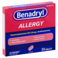 Benadryl Allergy Relief, Tablets, 24 Each