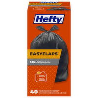 Hefty Easyflaps Trash Bags, Flap-Tie, 30 Gallon, Large, 40 Each