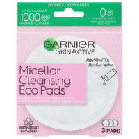 SkinActive Makeup Remover Pads, Reusable, Micellar Cleansing, Eco Pads, 3 Each