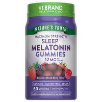 Nature's Truth Sleep Melatonin, Maximum Strength, 12 mg, Gummies, Delicious Mixed Berry Flavor, 60 Each