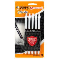 BiC Clic Stic Ball Pens, Black, Medium, 5 Each