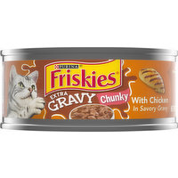 Friskies Cat Food, with Chicken in Savory Gravy, Extra Gravy, Chunky, 5.5 Ounce