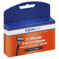 Equaline Cartridges, 5 Blade, with Trimmer Blade, 4 Each