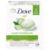 Dove Beauty Bar, Cucumber & Green Tea Scent, Cool Moisture, 2 Each