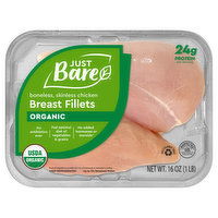 Just Bare Chicken Breast Fillets, Organic, Boneless, Skinless, 16 Ounce