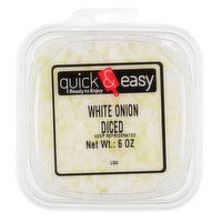 Quick and Easy White Onion Diced, 6 Ounce