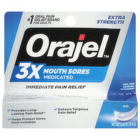 Orajel 3X Medicated Mouth Sores, Extra Strength, Gel, 0.42 Ounce