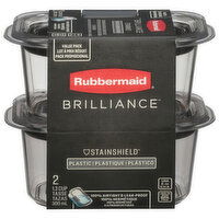 Rubbermaid Brilliance Containers, Plastic, 1.3 Cup, Value Pack, 2 Each