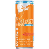 Red Bull Amber Edition Sugar Free Energy Drink, Strawberry Apricot, 80mg Caffeine, 8.4 Fluid ounce