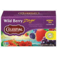 Celestial Seasonings Herbal Tea, Caffeine Free, Wild Berry Zinger, Tea Bags, 20 Each