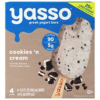 Yasso Yogurt Bars, Cookies 'n Cream, Greek, 4 Each