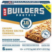 Builders Reduced Sugar Crispy Almond Salted Caramel Protein Bar, 6 Each