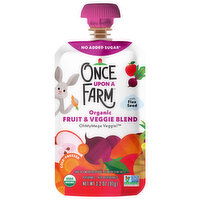Once Upon a Farm Organic OhMyMega Veggie! Fruit & Veggie Blend with Flax Seed, 3.2 Ounce