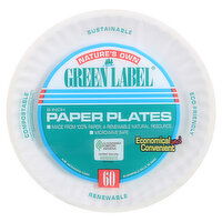 Nature's Own Green Label Paper Plates, 6 Inches, 60 Each