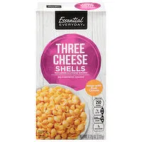 Essential Everyday Macaroni & Cheese Dinner, Three Cheese Shells, 7.25 Ounce