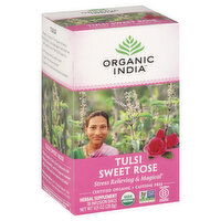 Organic India Tea, Tulsi Sweet Rose, Caffeine Free, Infusion Bags, 18 Each