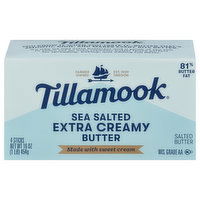 Tillamook Butter, Extra Creamy, Sea Salted, 4 Each