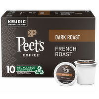 Peet's Coffee French Roast Dark Roast Single Serve Pods Compatible with Keurig Brewers, 10 Each