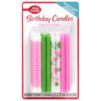 Betty Crocker Pretty in Pink Birthday Candles, 16 Each