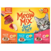 Meow Mix Surf n' Turf Pates Cat Food, Chicken & Tuna/Tuna & Salmon/Chicken & Beef, Adult, 12 Each