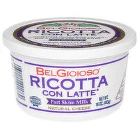 BelGioioso Cheese, Ricotta Con Latte, Part Skim Milk, 16 Ounce