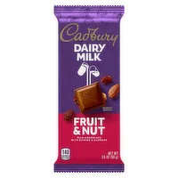 Cadbury Dairy Milk Milk Chocolate, Fruit & Nut, 3.5 Ounce