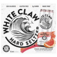 White Claw Hard Seltzer, Spiked, Ruby Grapefruit, 6 Pack, 6 Each