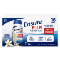 Ensure Plus Nutrition Shake, Vanilla, 16 Pack, 16 Each