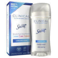 Secret Clinical Strength Clinical Strength Invisible Solid Antiperspirant and Deodorant, Completely Clean, 2.6 oz, 2.6 Ounce