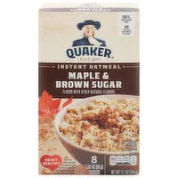 Quaker Instant Oatmeal, Maple & Brown Sugar, 8 Each