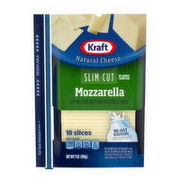 Kraft Cheese Slices, Mozzarella, Slim Cut, 18 Each