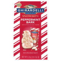 Ghirardelli Chocolate, Peppermint Bark, Snowmen, 5.7 Ounce